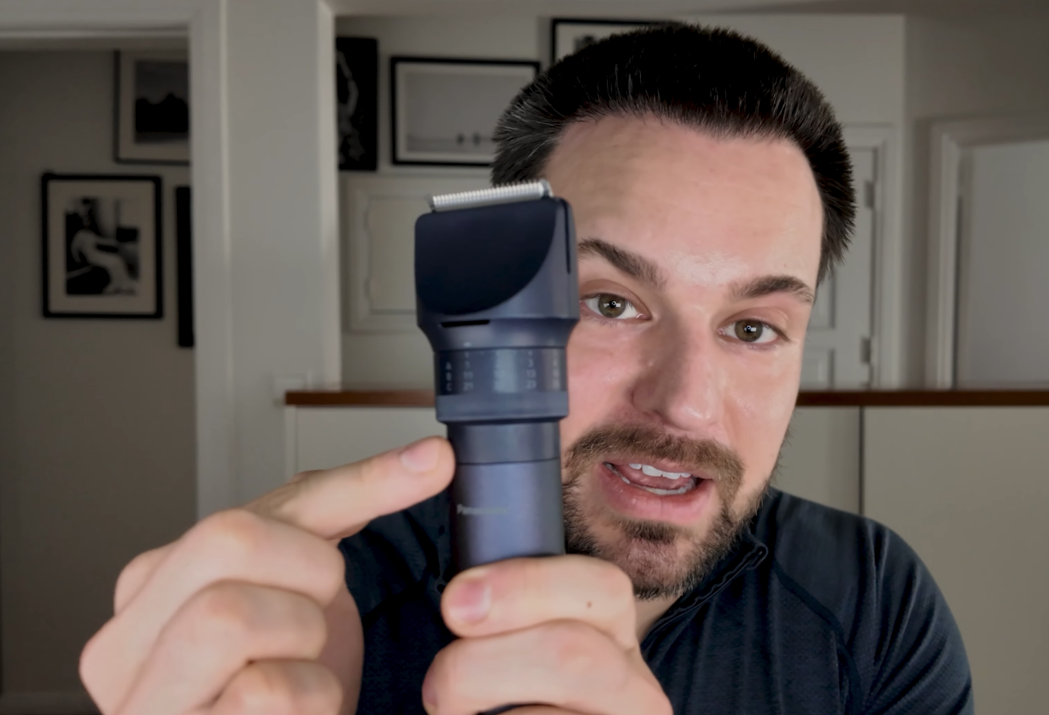 Showcasing the Panasonic Multishape trimmer.