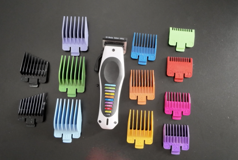 A screenshot from our review video of the Wahl Color Pro Cordless and all of its attachments.