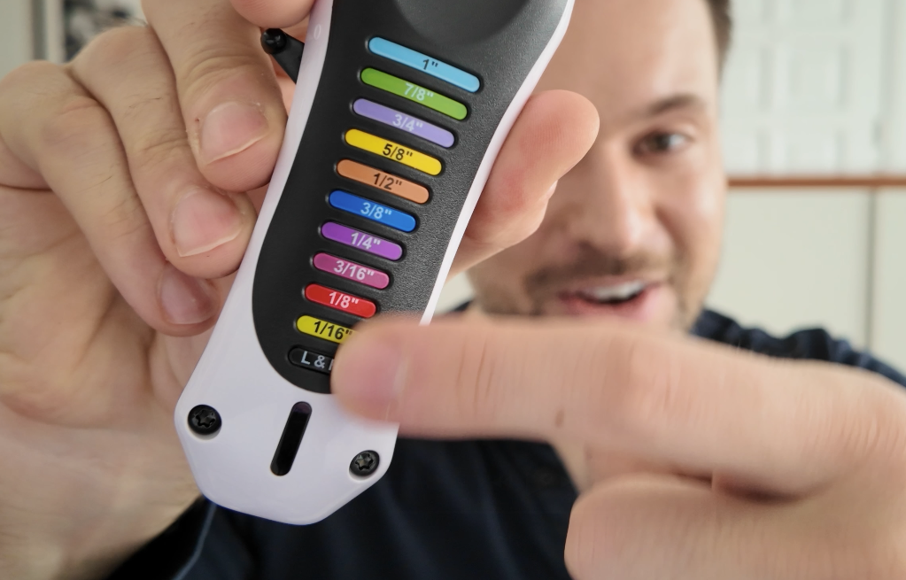 Showcasing all of the clipping lengths of the color-coded Wahl Color Pro Cordless.