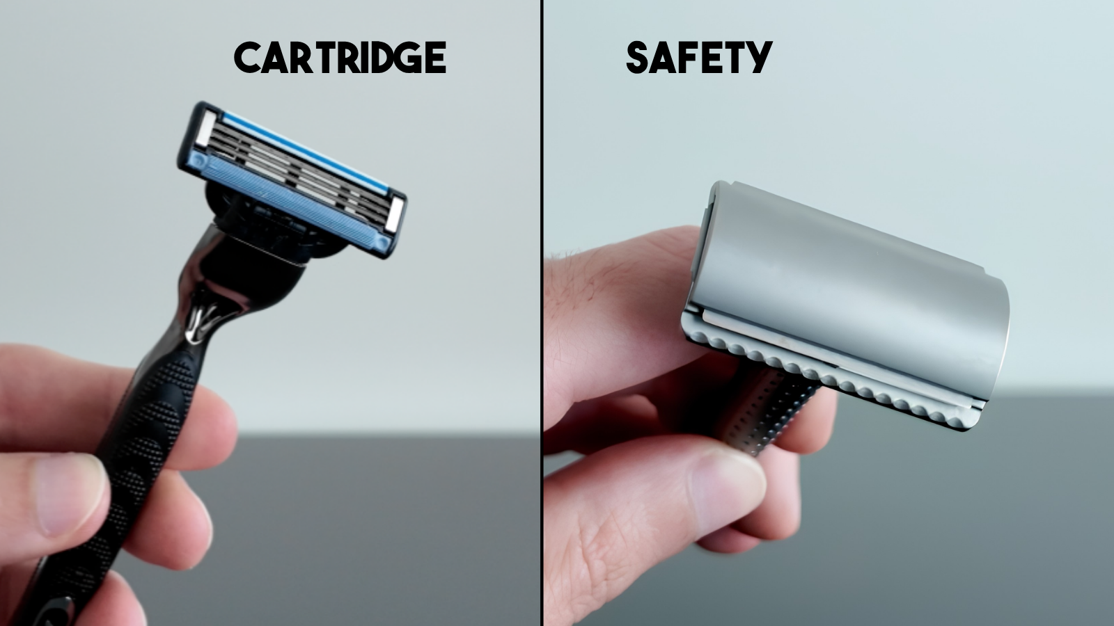 A comparison of cartridge razor vs safety razor.